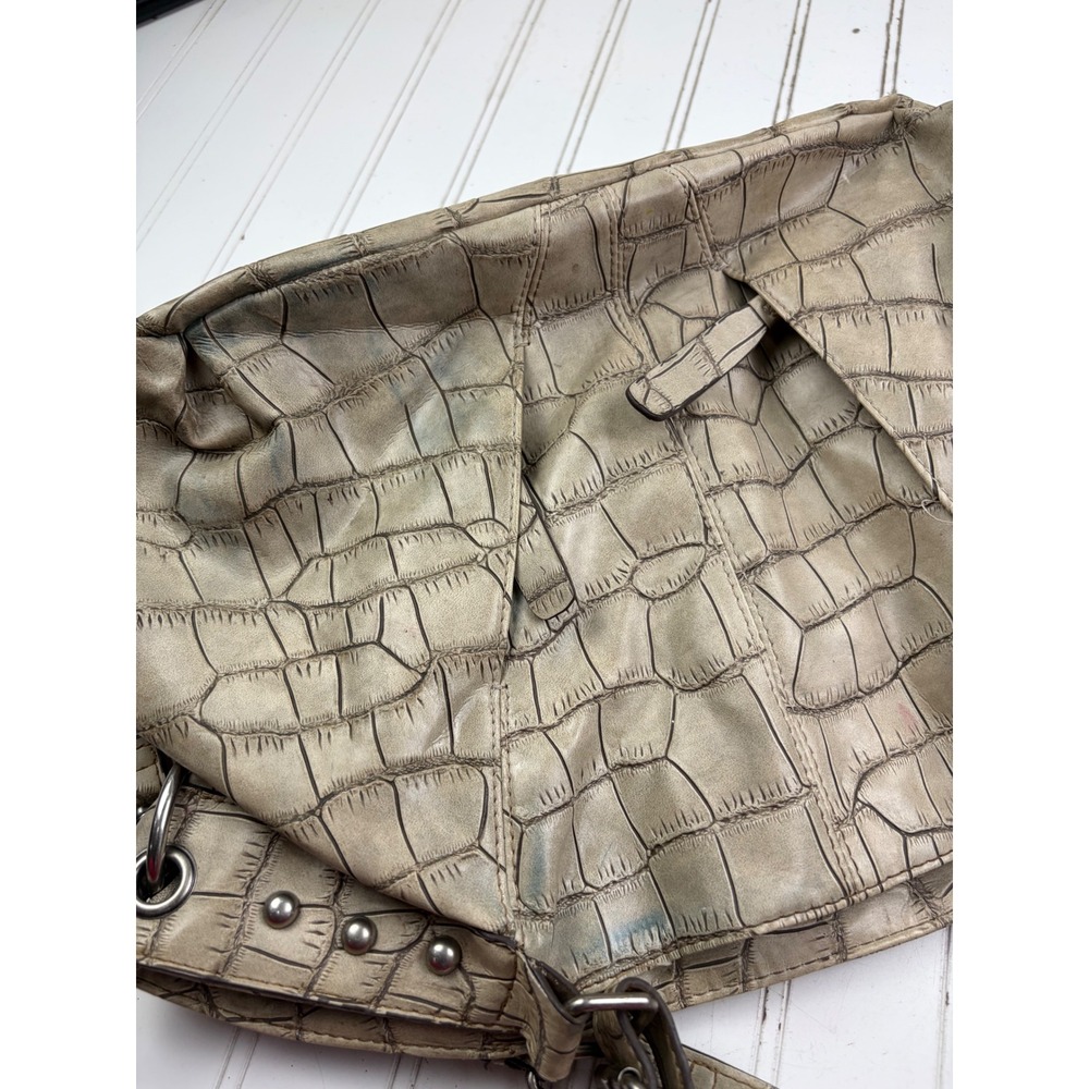 Charming Charlie Vintage Y2K Taupe Croc Embossed Shoulder Crossbody Purse - Picture 5 of 13